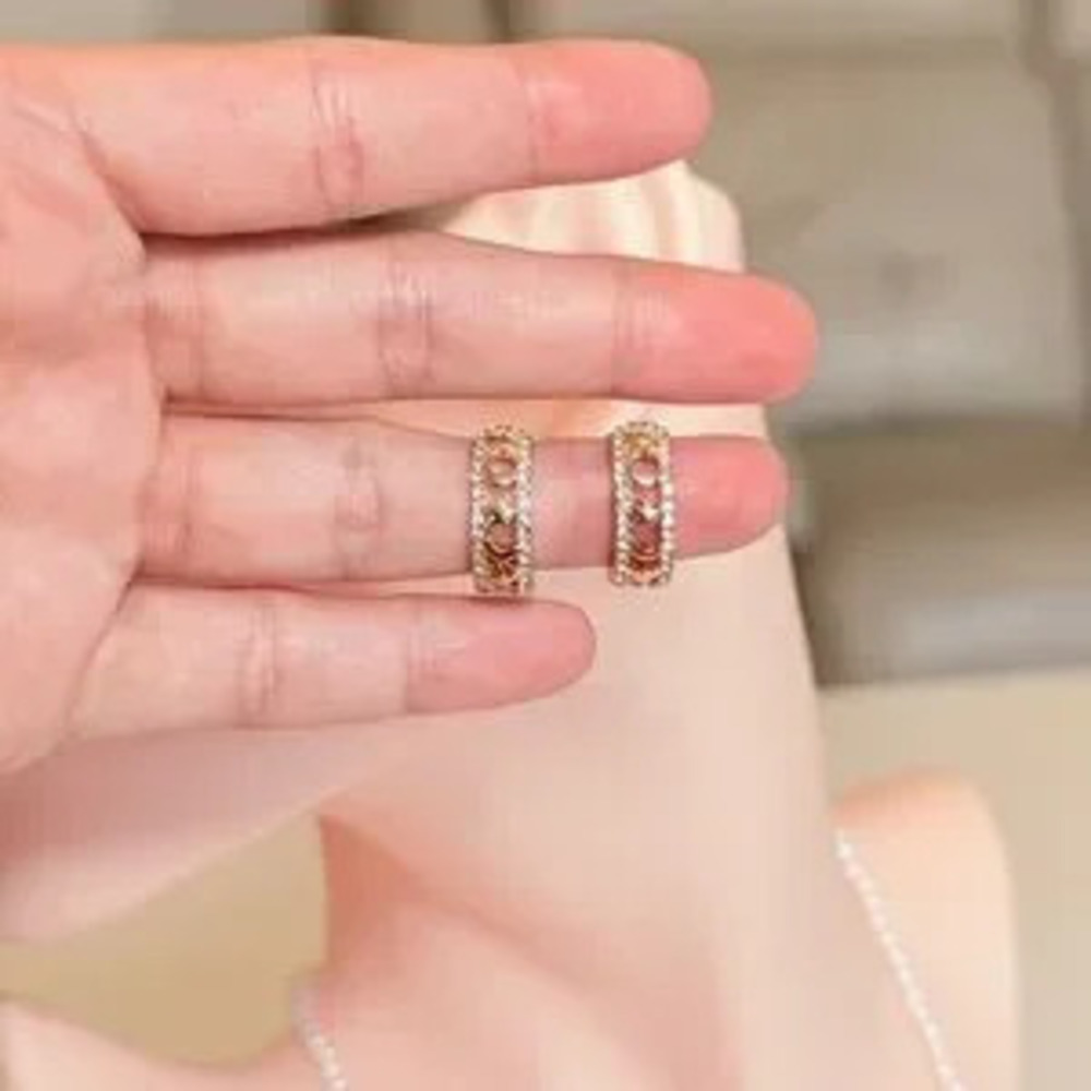 Gold Crescent Hoop Earrings With Zirconia